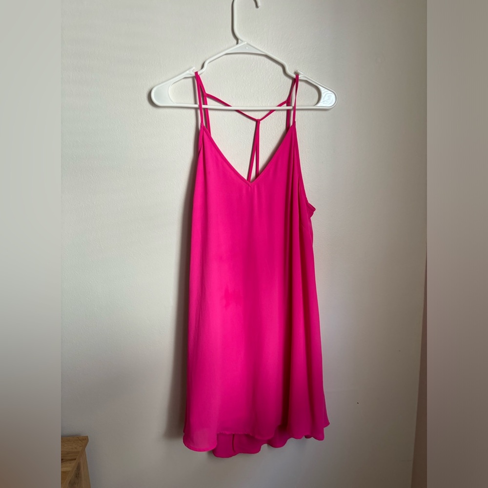 Beach silky pink mini dress